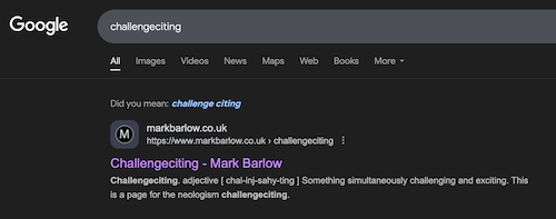 Google search results with this page top