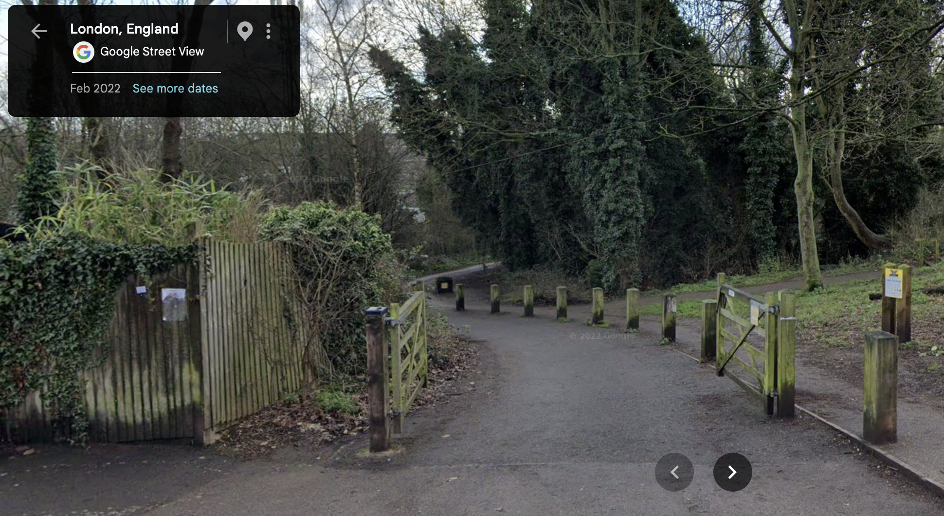 Open gate captured on Google Streetview